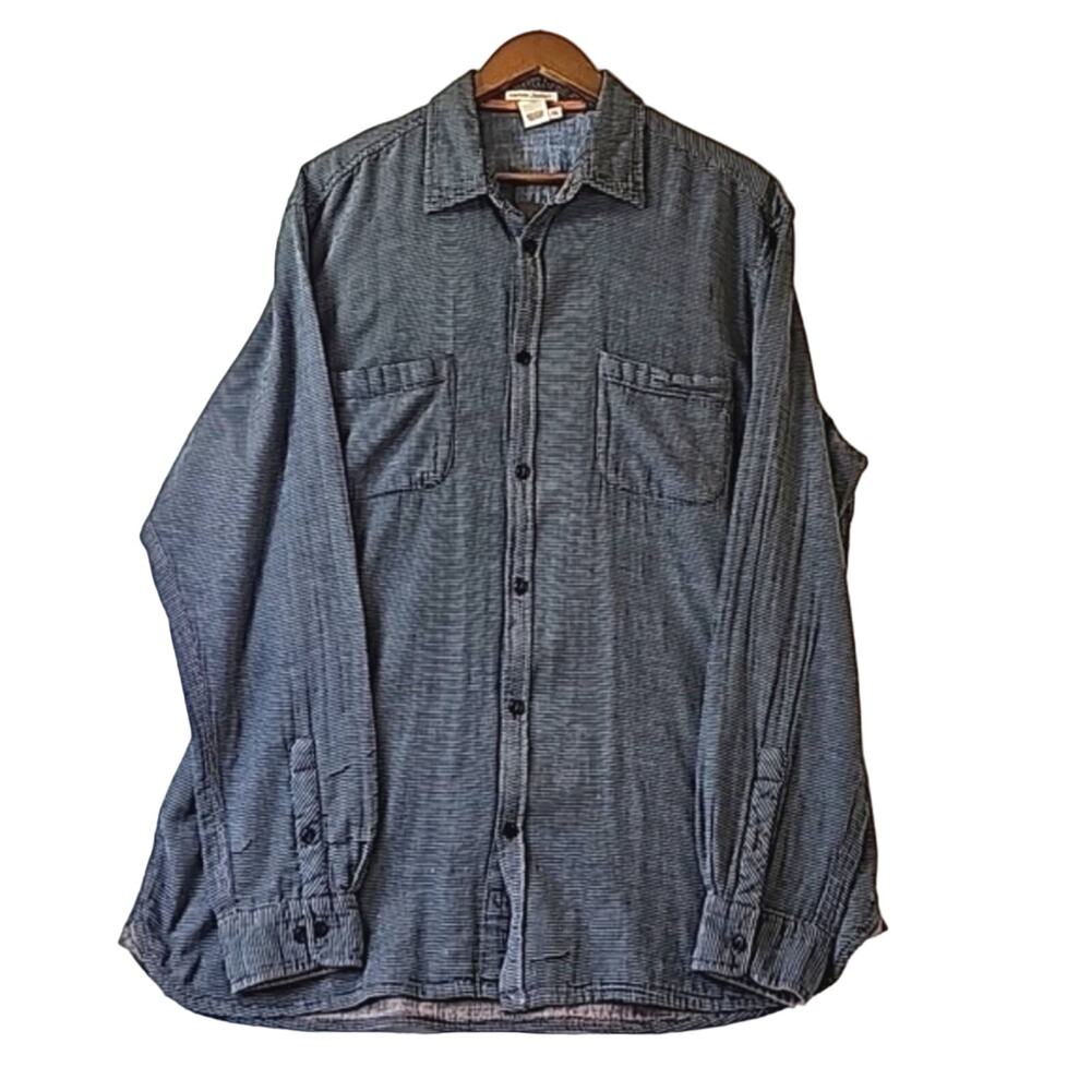 Carbon 2 Cobalt Men Sz XXL 100% Cotton Grunge Goth Preppy Pockets Shirt